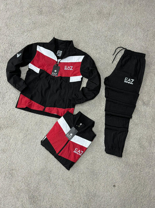 Chandal ARMANI negro y rojo detalles blancos