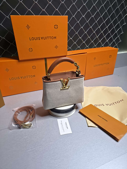 Bolso LV dorado brillos y marron