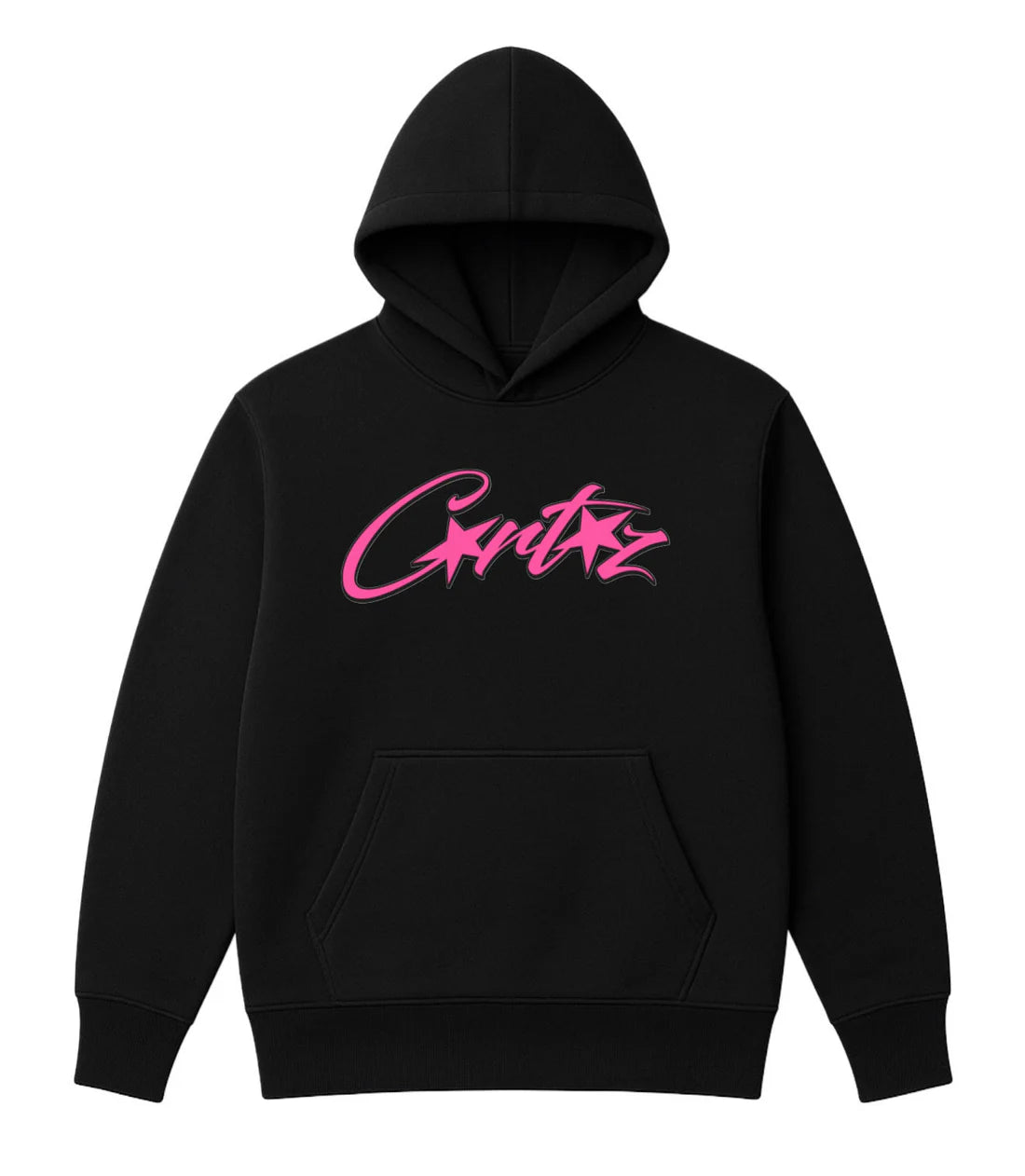 Sudadera CORTEIZ negro logo rosa contorno negro