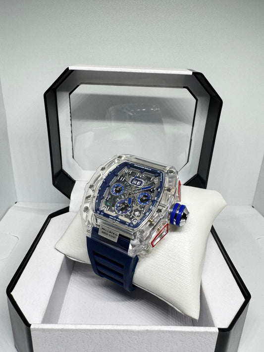RELOJ RICHARD MILLE GRIS Y AZUL DETALLES GRISES