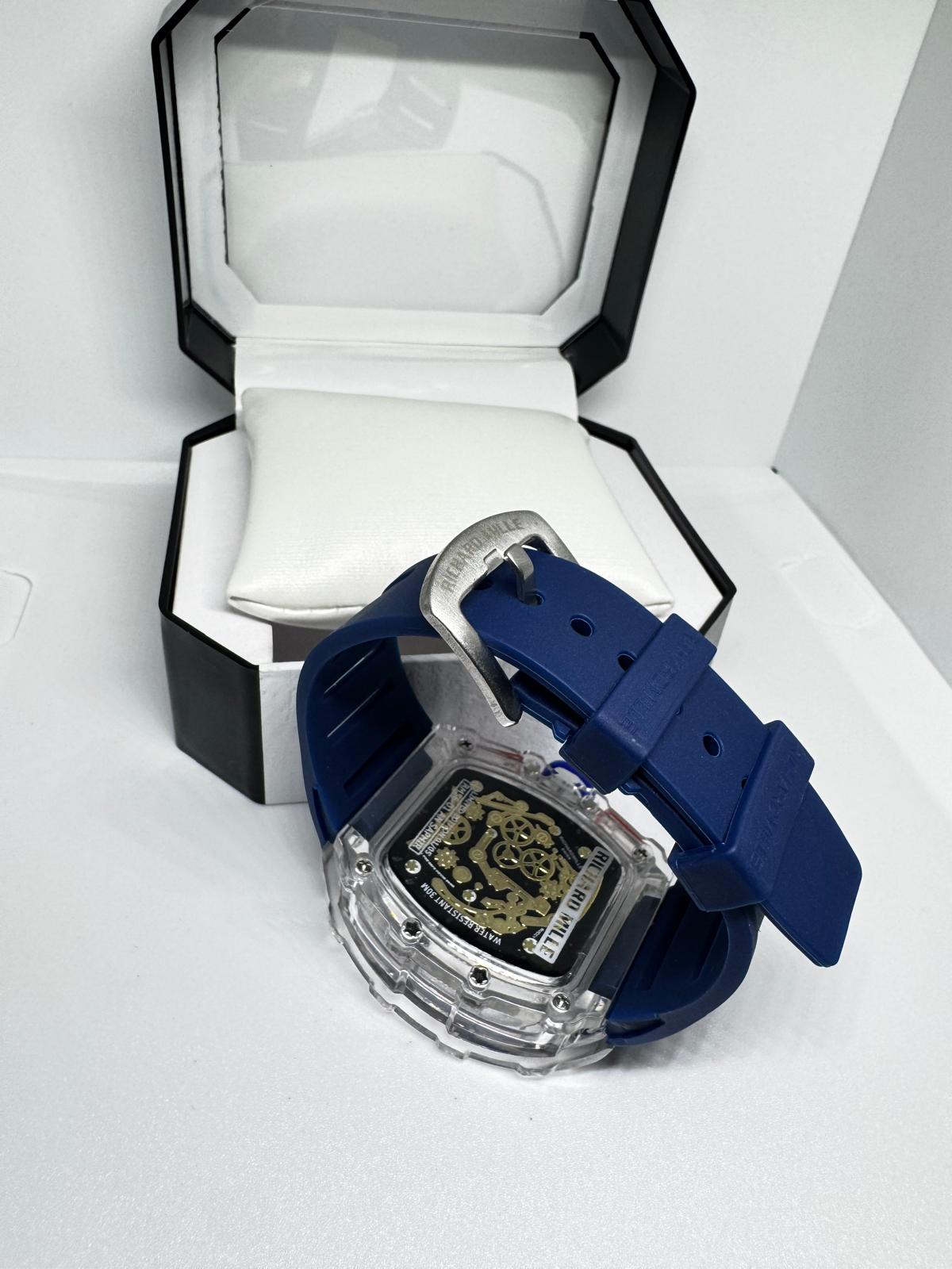 RELOJ RICHARD MILLE GRIS Y AZUL DETALLES GRISES