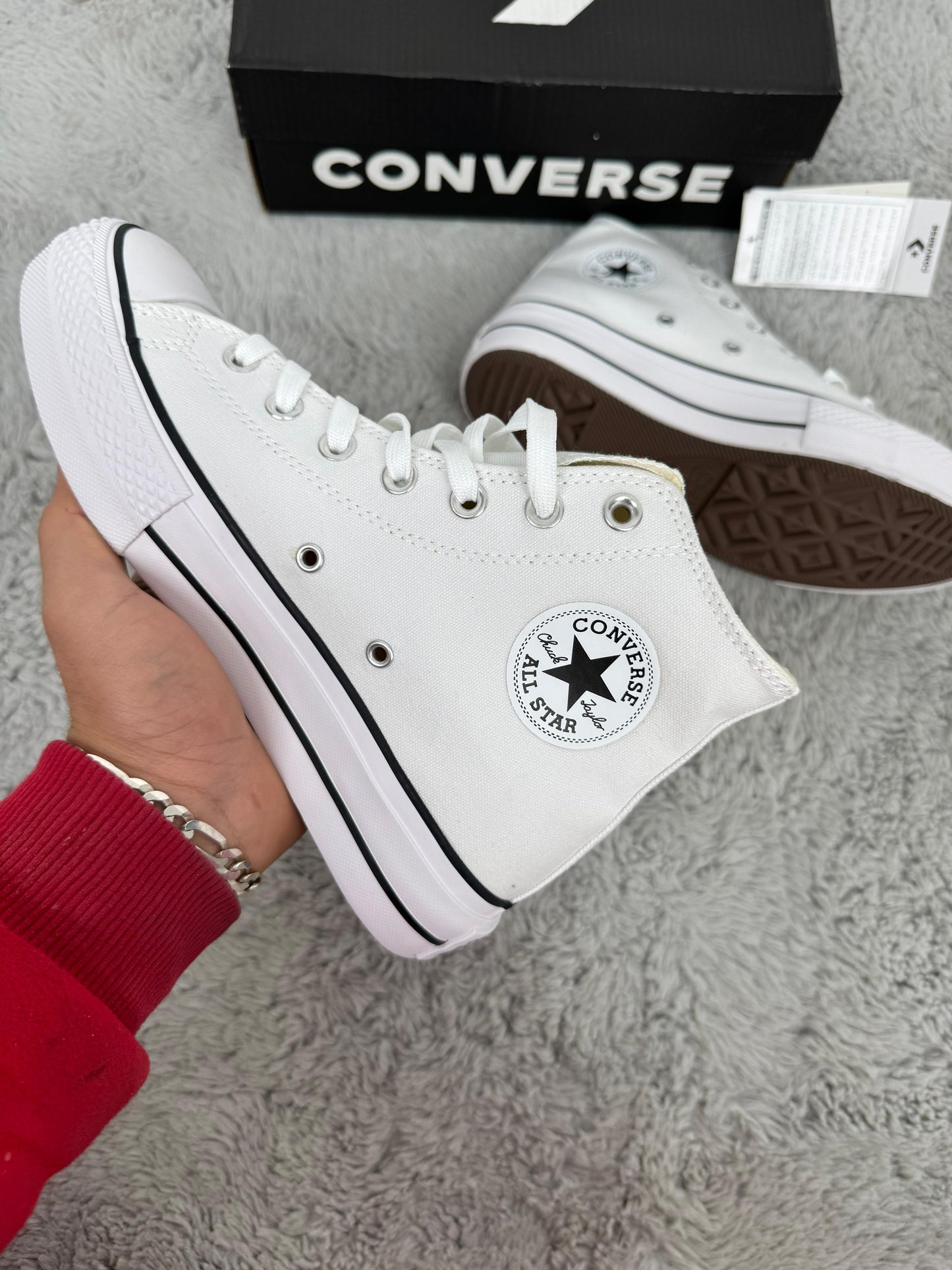 Converse all star blanca tela