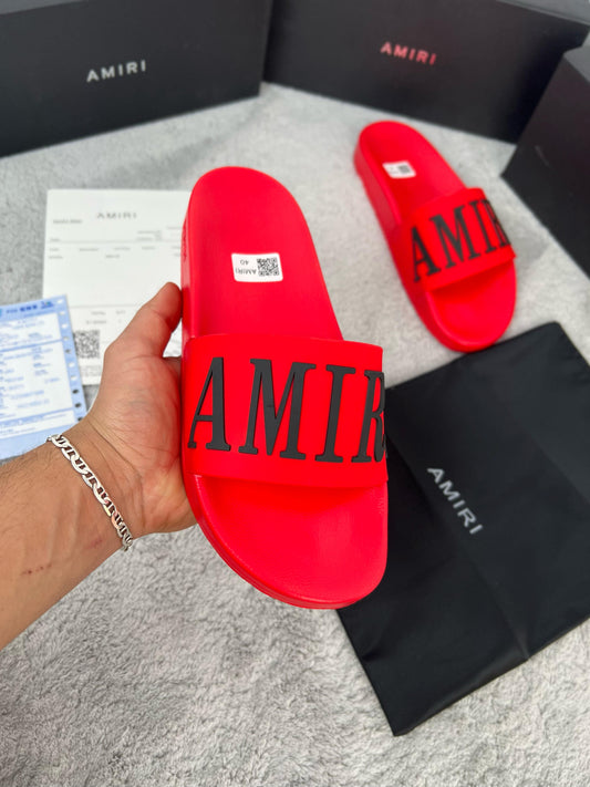 Chancla Amiri rojo logo negro