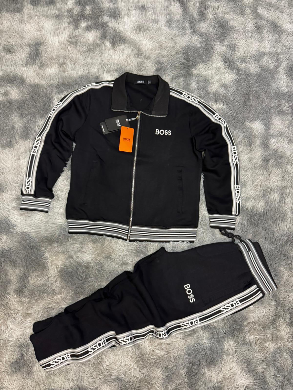 Chandal Hugo Boss negro logo blanco detalles laterales