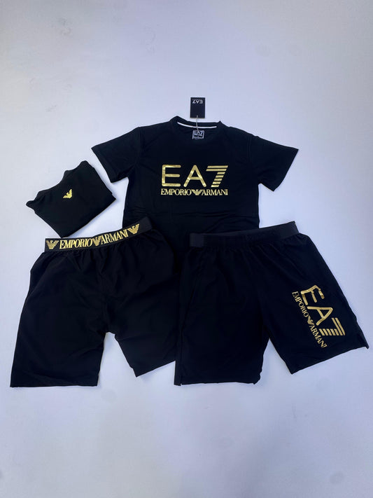 Conjunto corto armani negro logo dorado