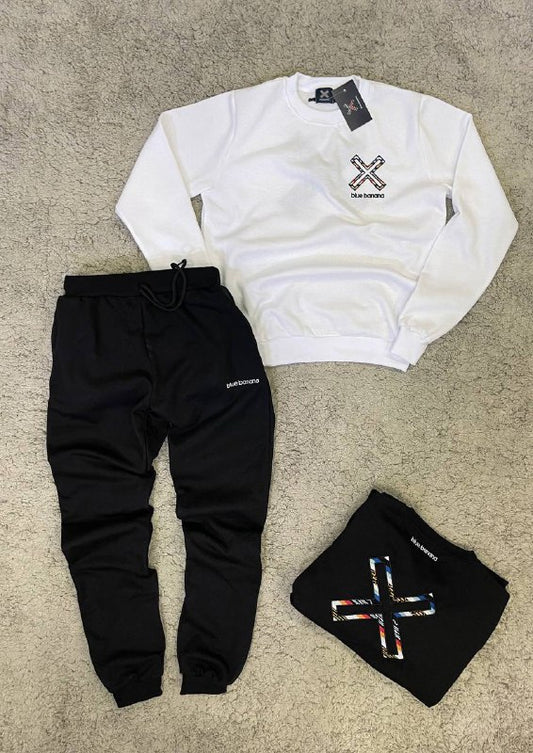 Chandal Blue Banana blanco logo negro