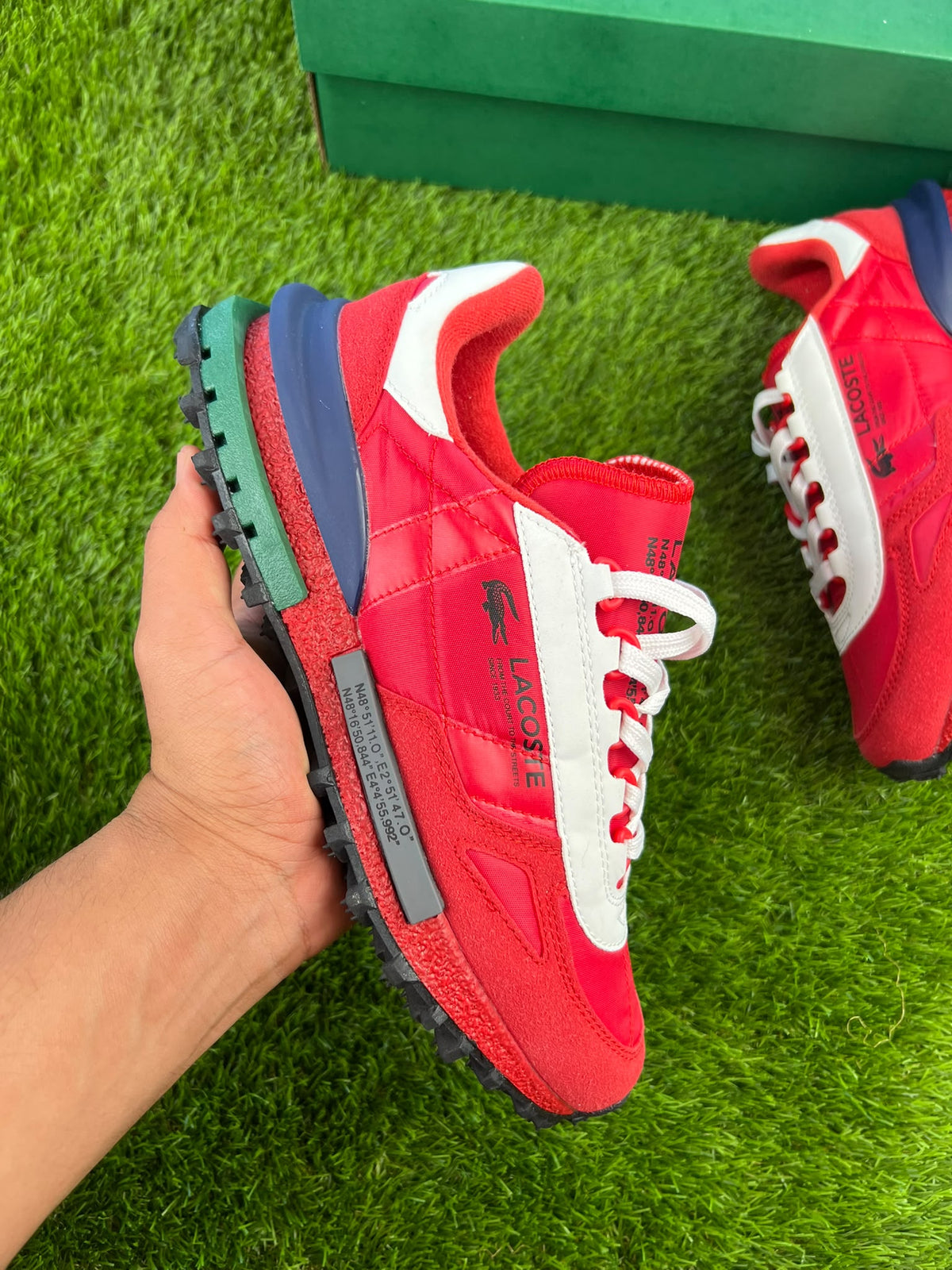 Zapatillas Lacoste Elite Active rojas logo negro detalles azules