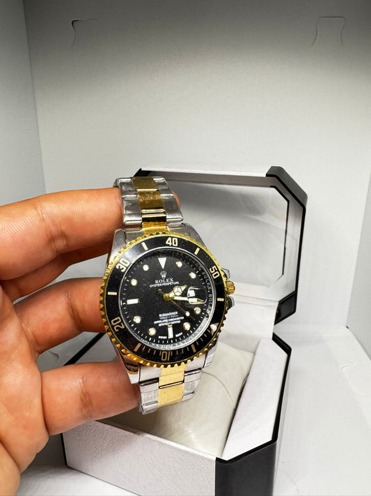 RELOJ ROLEX NEGRO Y DORADO Y PLATEADO