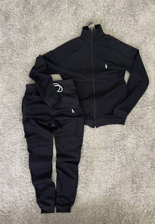 Chándal Ralph Lauren negro logo blanco sin capucha