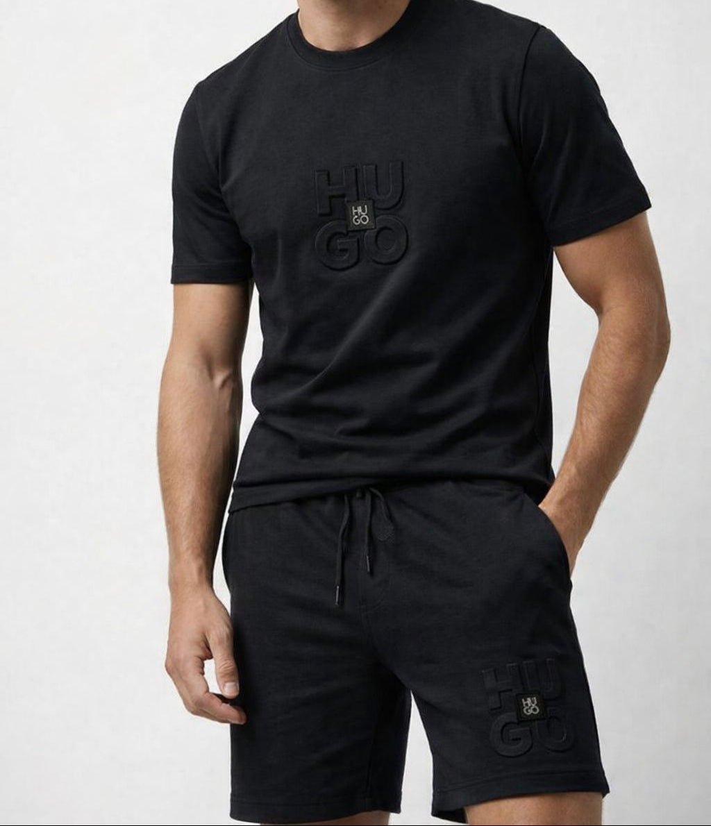 CONJUNTO HUGO BOSS negro detalles blancos