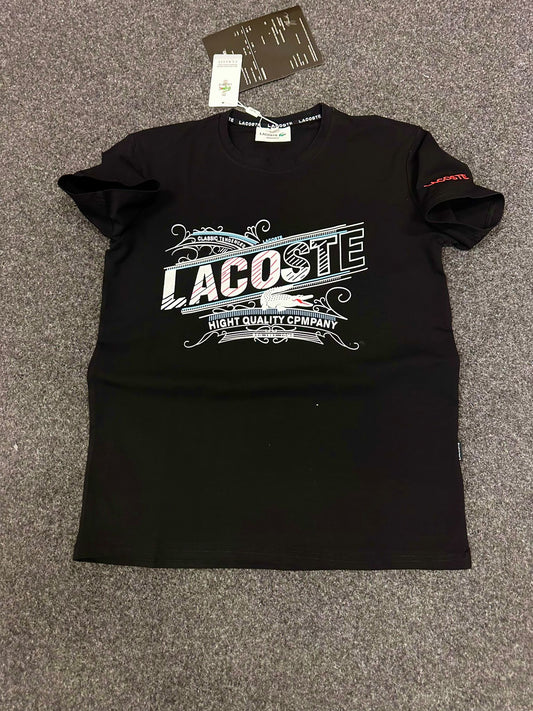 Camiseta lacoste negro logo tricolor