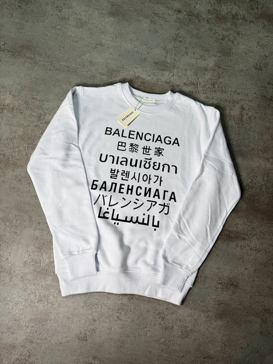 Sudadera BALENCIAGA blanco logo negro idiomas