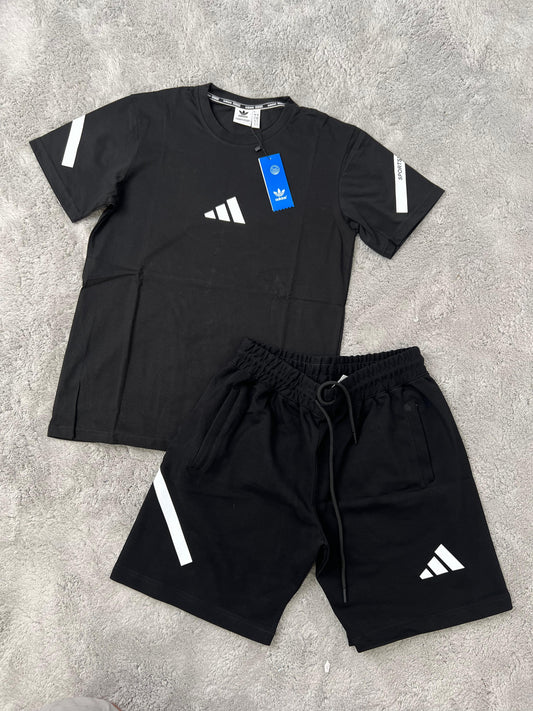 Conjunto corto Adidas negro logo blanco