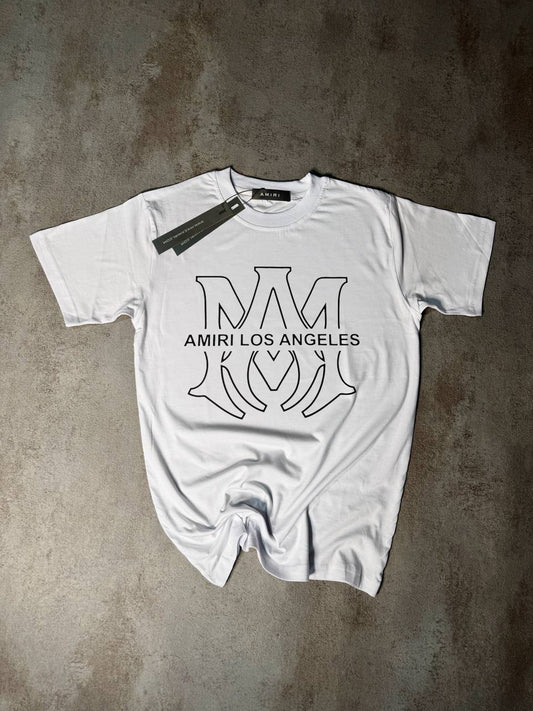 Camiseta Amiri blanco logo contorno negro