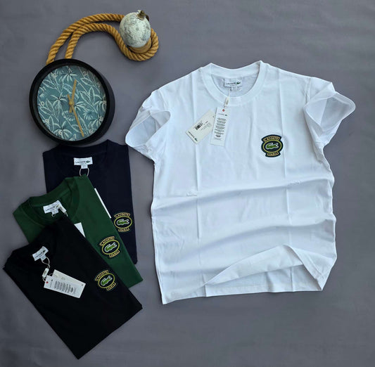 Camiseta LACOSTE blanco logo verde y amarillo