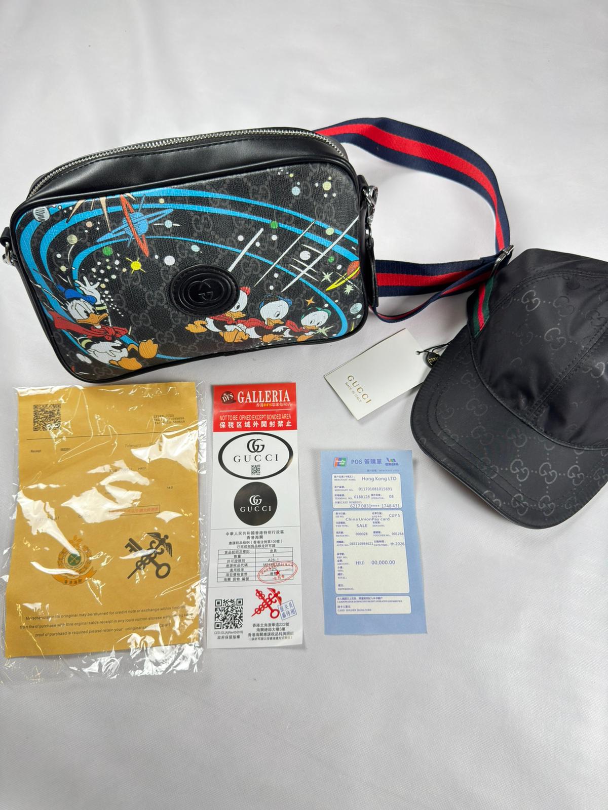 Pack Bolso de mano + gorra gucci negras y grises