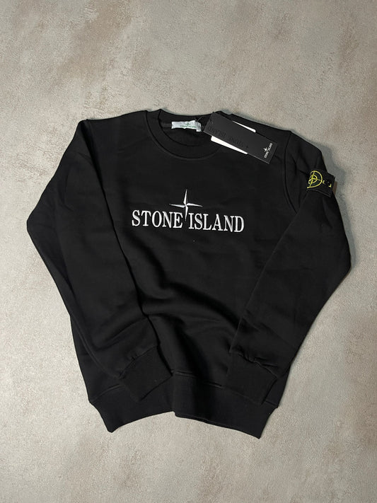 Sudadera STONE ISLAND negro logo blanco