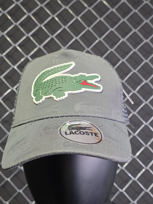 Gorra Lacoste gris logo verde