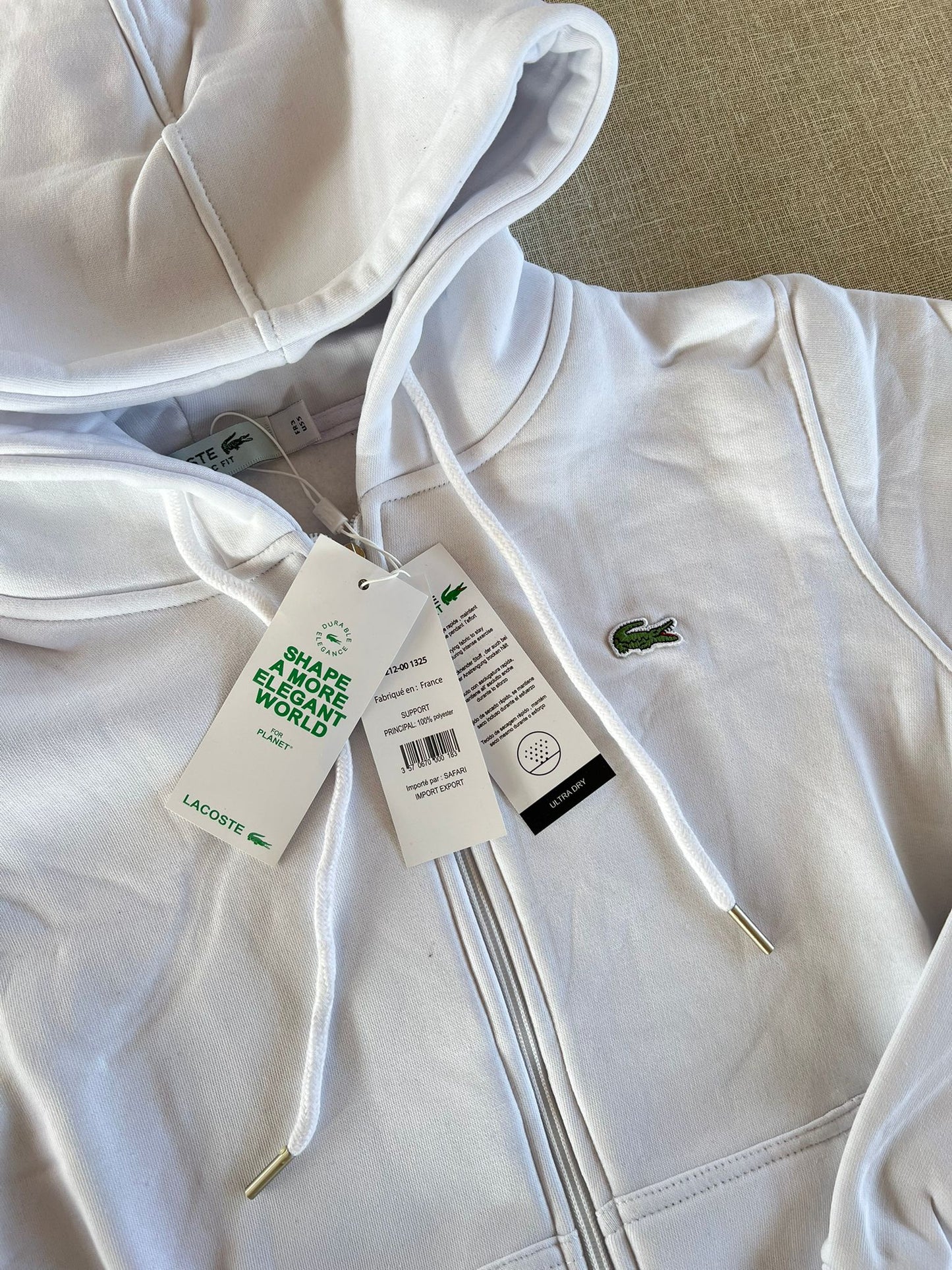 Chandal Lacoste blanco logo verde