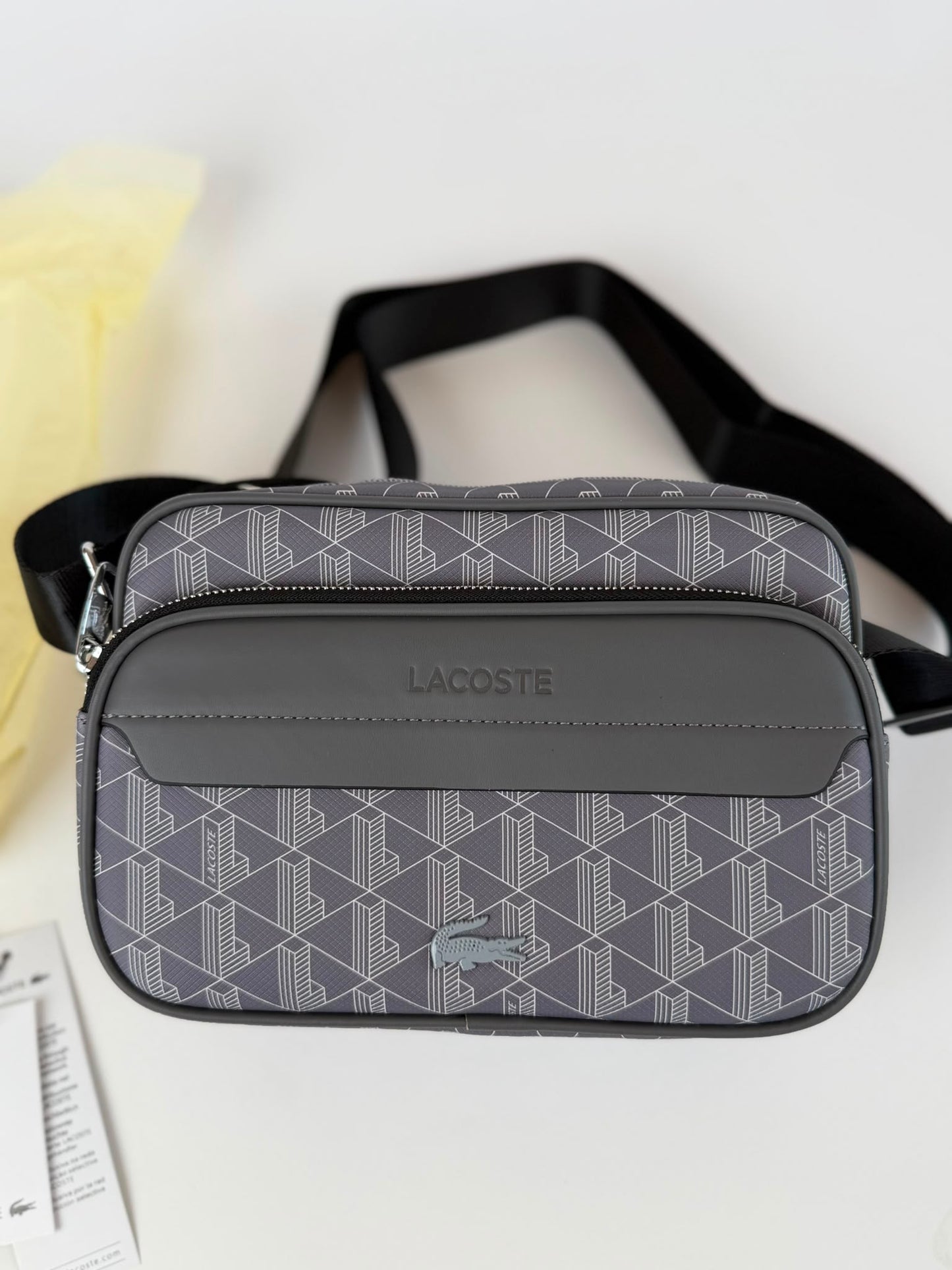 Bandolera Hombre Lacoste azul y negra