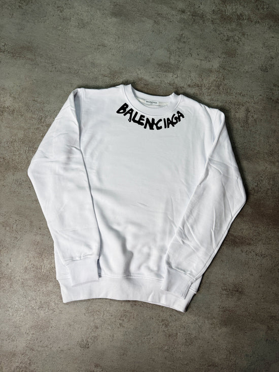 Sudadera BALENCIAGA blanco logo negro en cuello