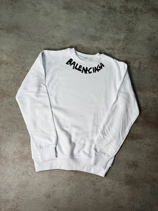 Sudadera BALENCIAGA blanco logo negro en cuello