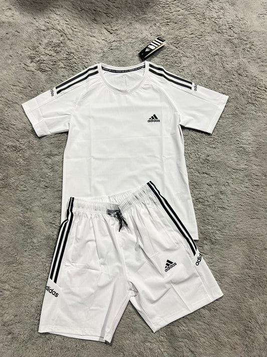 Conjunto corto Adidas blanco logo negro