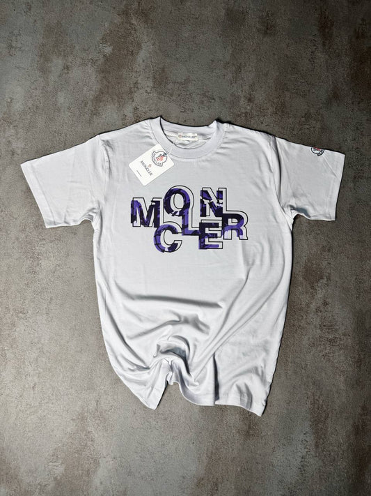 Camiseta Moncler blanco logo morado y negro