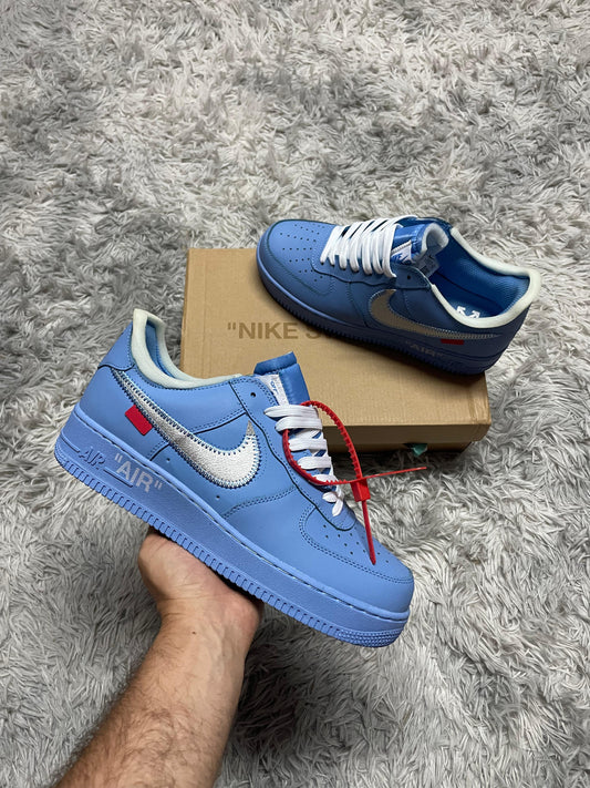 Air force azules logo plateado x OFF WHITE