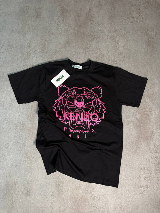 Camiseta Kenzo negro logo rosa
