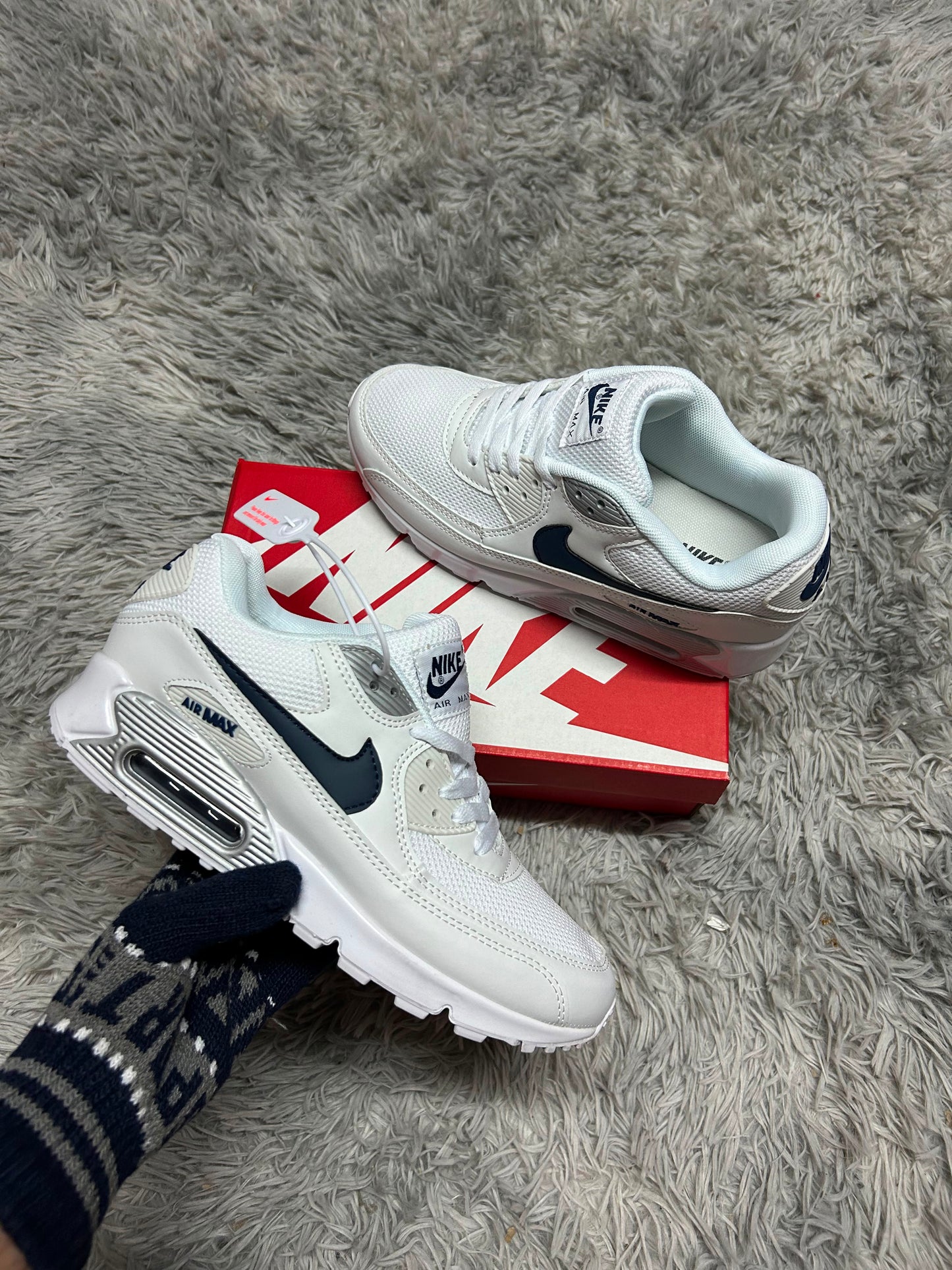 AIR MAX 90 BLANCO LOGO AZUL MARINO