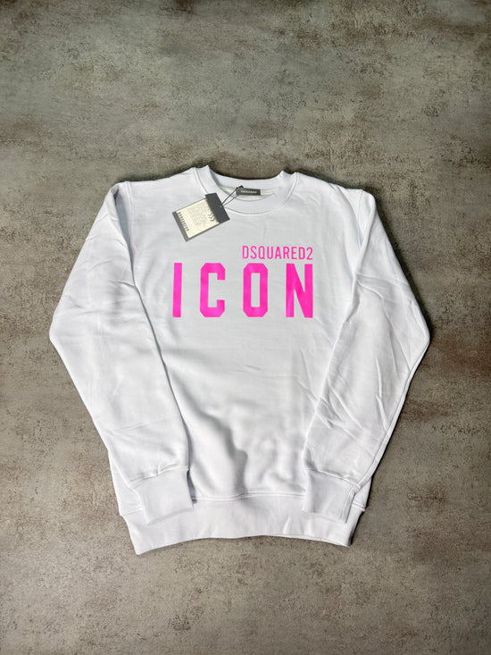 Sudadera DSQUARED blanco logo rosa