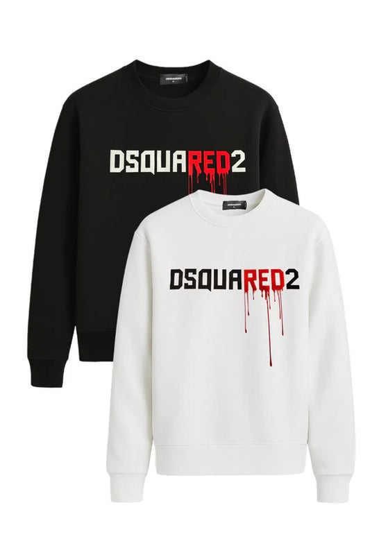 Sudadera DSQUARED blanco logo negro y rojo