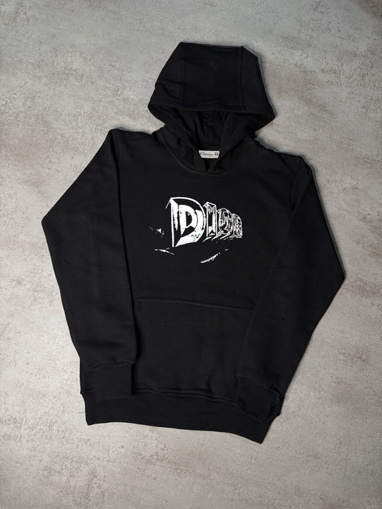 Sudadera DIOR negro logo letras blanco con capucha