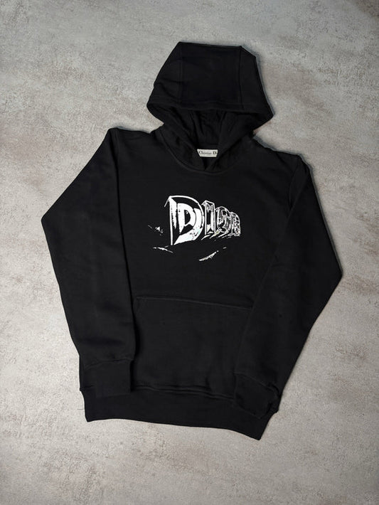 Sudadera DIOR negro logo letras blanco con capucha
