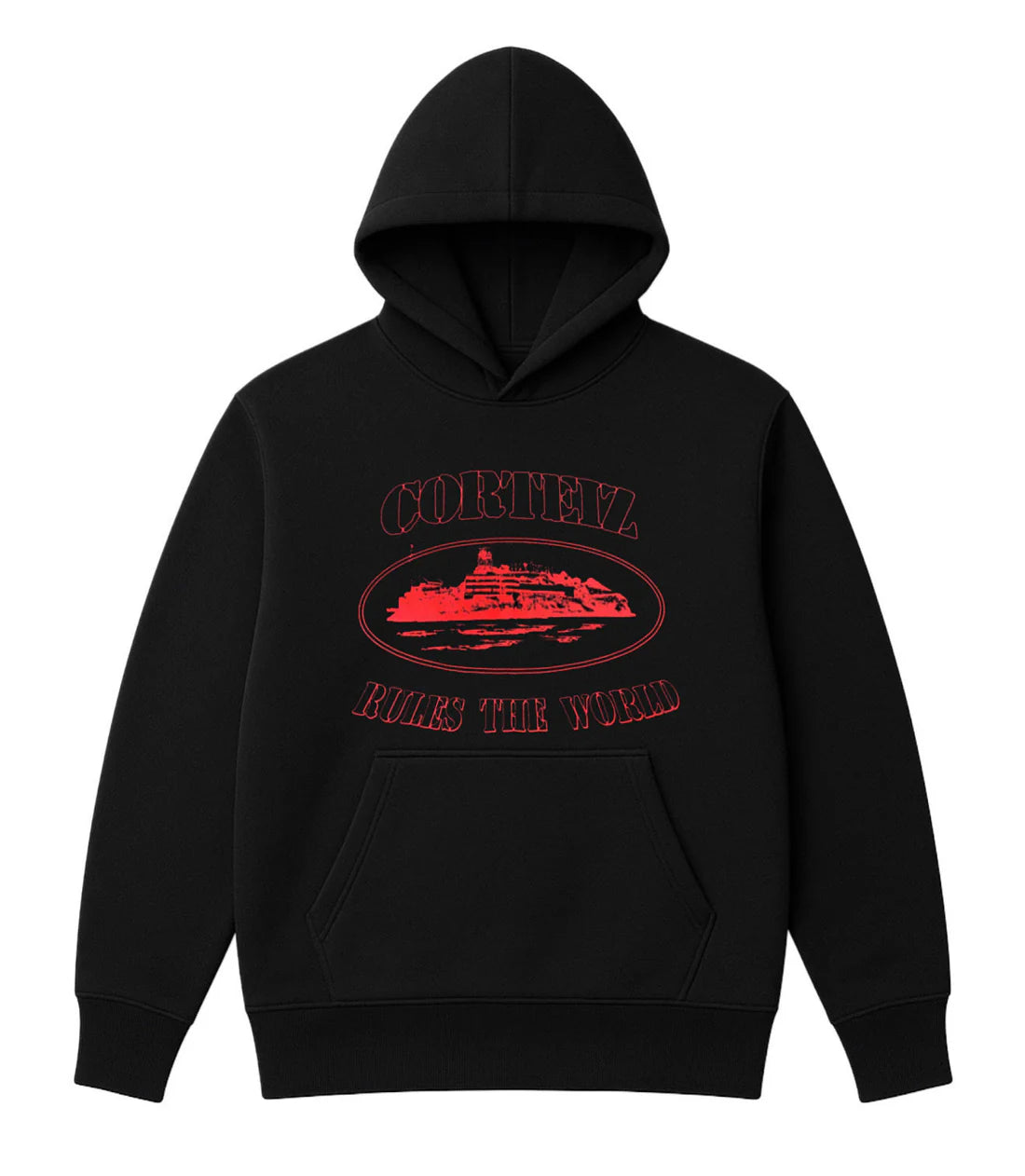 Sudadera CORTEIZ negro logo rojo