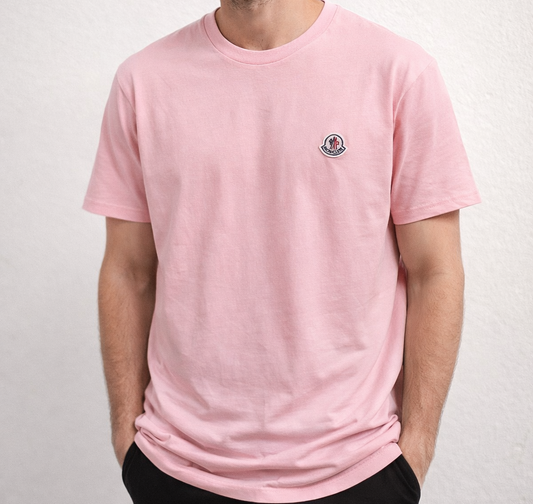 Camiseta moncler rosa logo tricolor