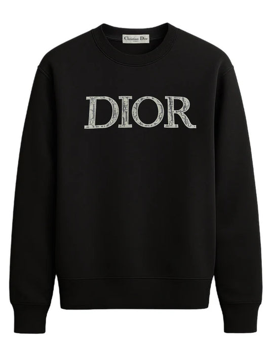 Sudadera DIOR negra logo gris logos pequeños