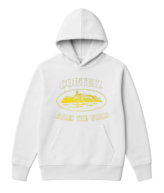 Sudadera CORTEIZ blanco logo amarillo