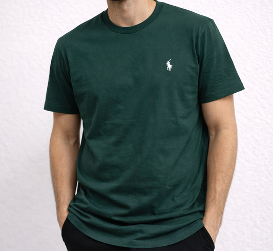 Camiseta ralph lauren verde oscuro logo blanco