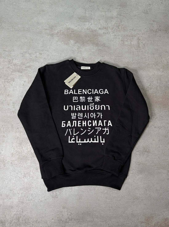 Sudadera BALENCIAGA negro logo blanco idiomas