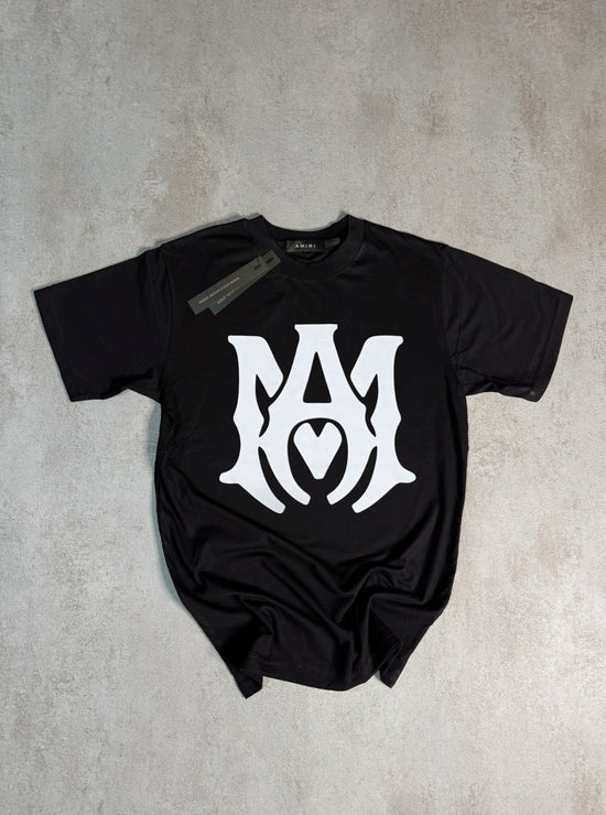 Camiseta amiri negra logo grande blanco