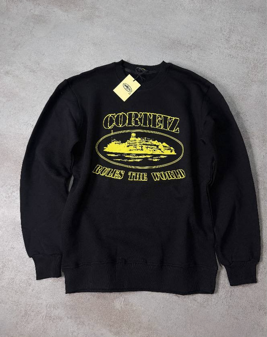 Sudadera CORTEIZ negro logo amarillo