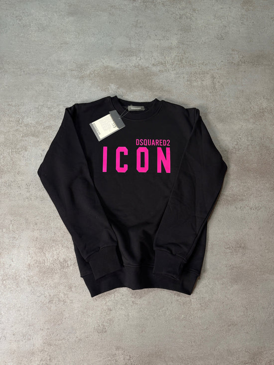 Sudadera DSQUARED negro logo rosa