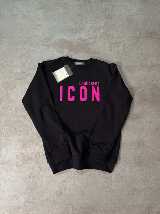 Sudadera DSQUARED negro logo rosa