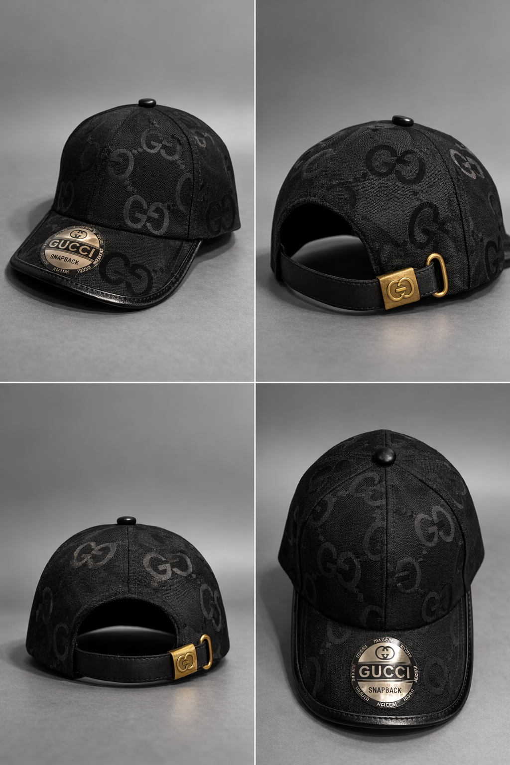 Gorra Gucci negra logos grandes