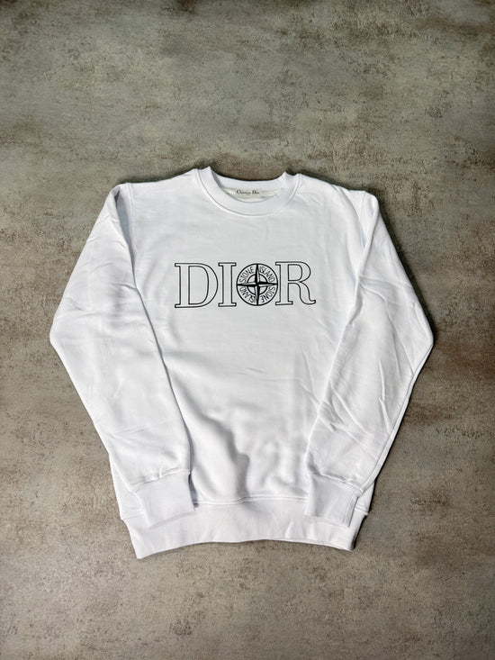 Sudadera DIOR x STONE ISLAND blanco logo letras negro