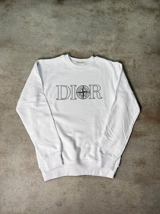 Sudadera DIOR x STONE ISLAND blanco logo letras negro