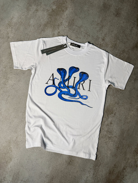 Camiseta amiri blanco logo negro serpientes