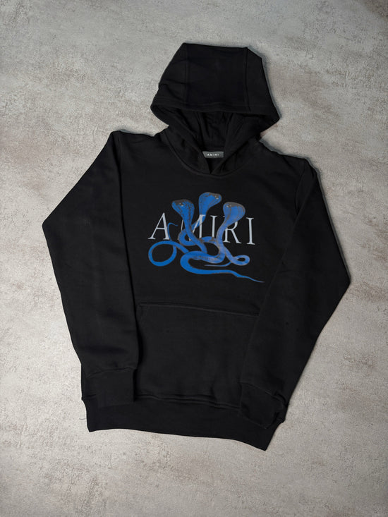 Sudadera AMIRI negro logo blanco serpientes azules